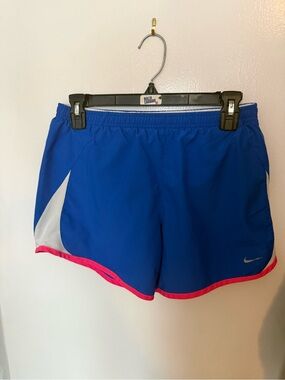 Nike Women's Royal Blue Athletic Shorts with Pink Trim